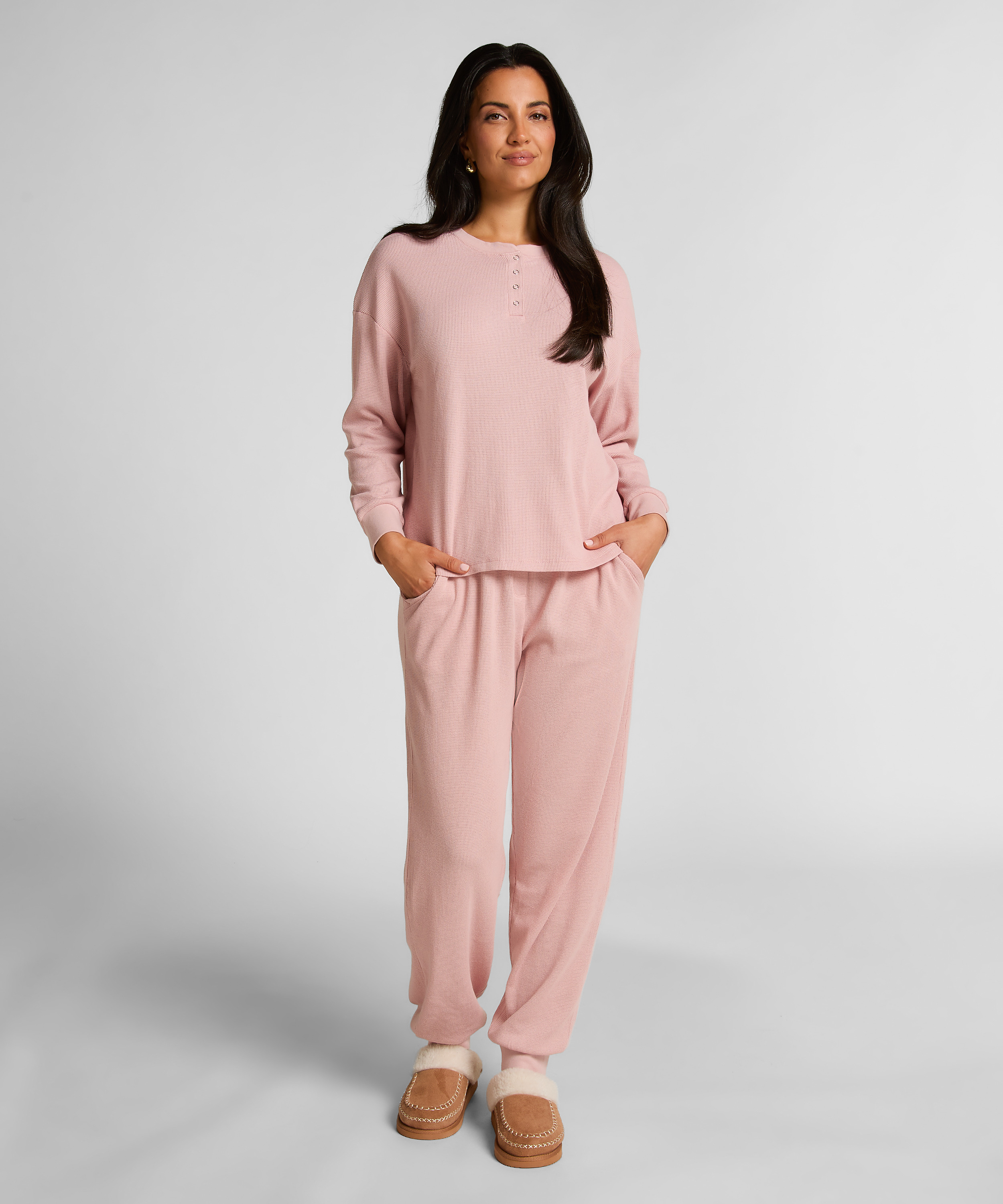 Top Waffle Henley, Pink, main