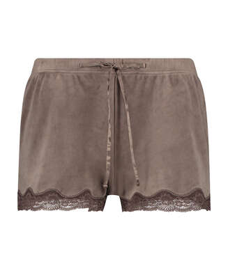 Velvet lace shorts, Brown