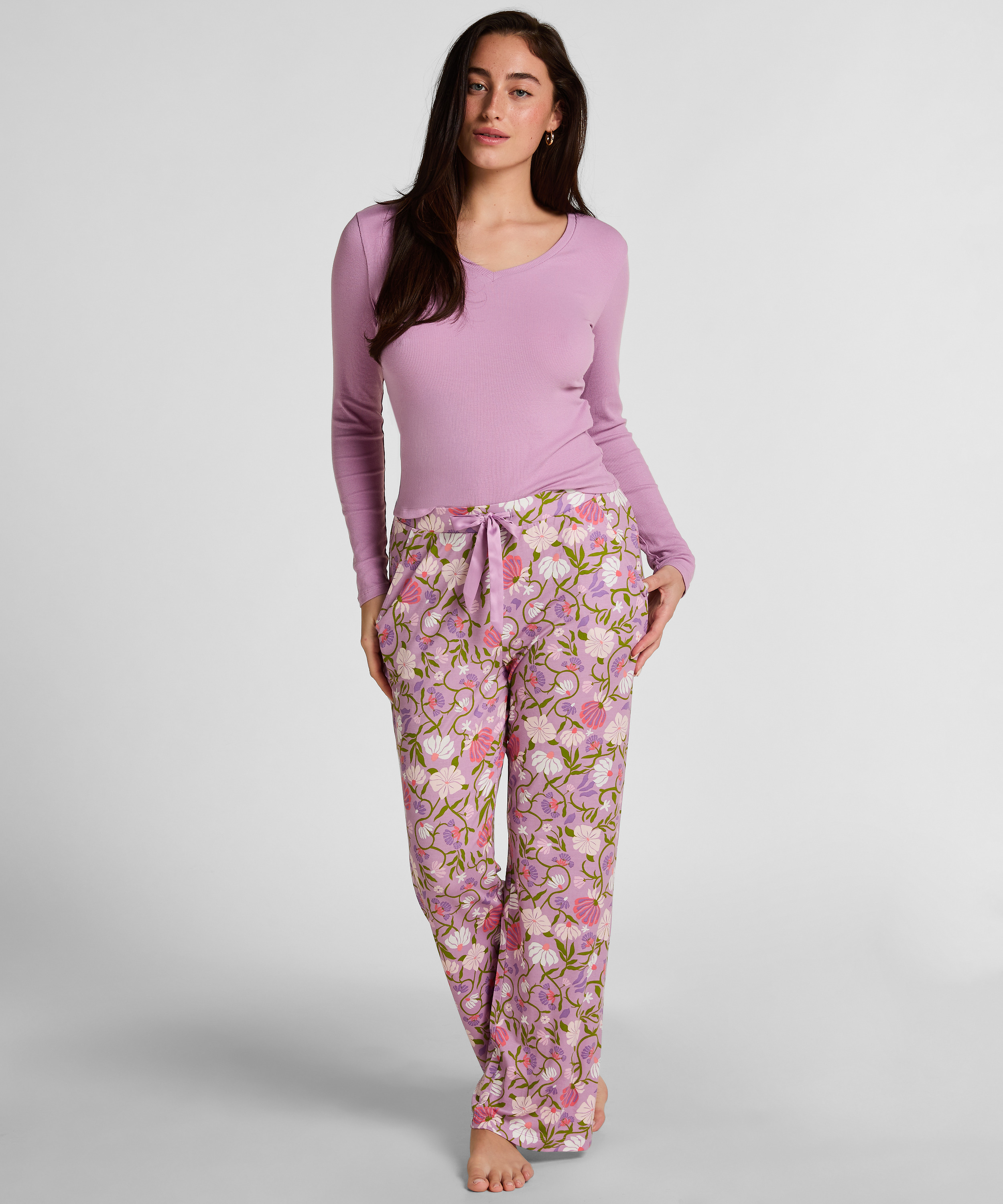 Longsleeved Top with Rib, Purple, main
