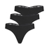 3 Pack Lace Black Invisible Thong, Black