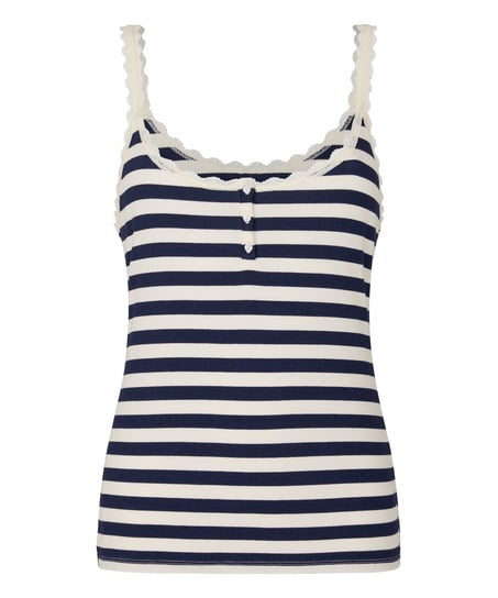 Singlet Rib Jersey Lace, Blue