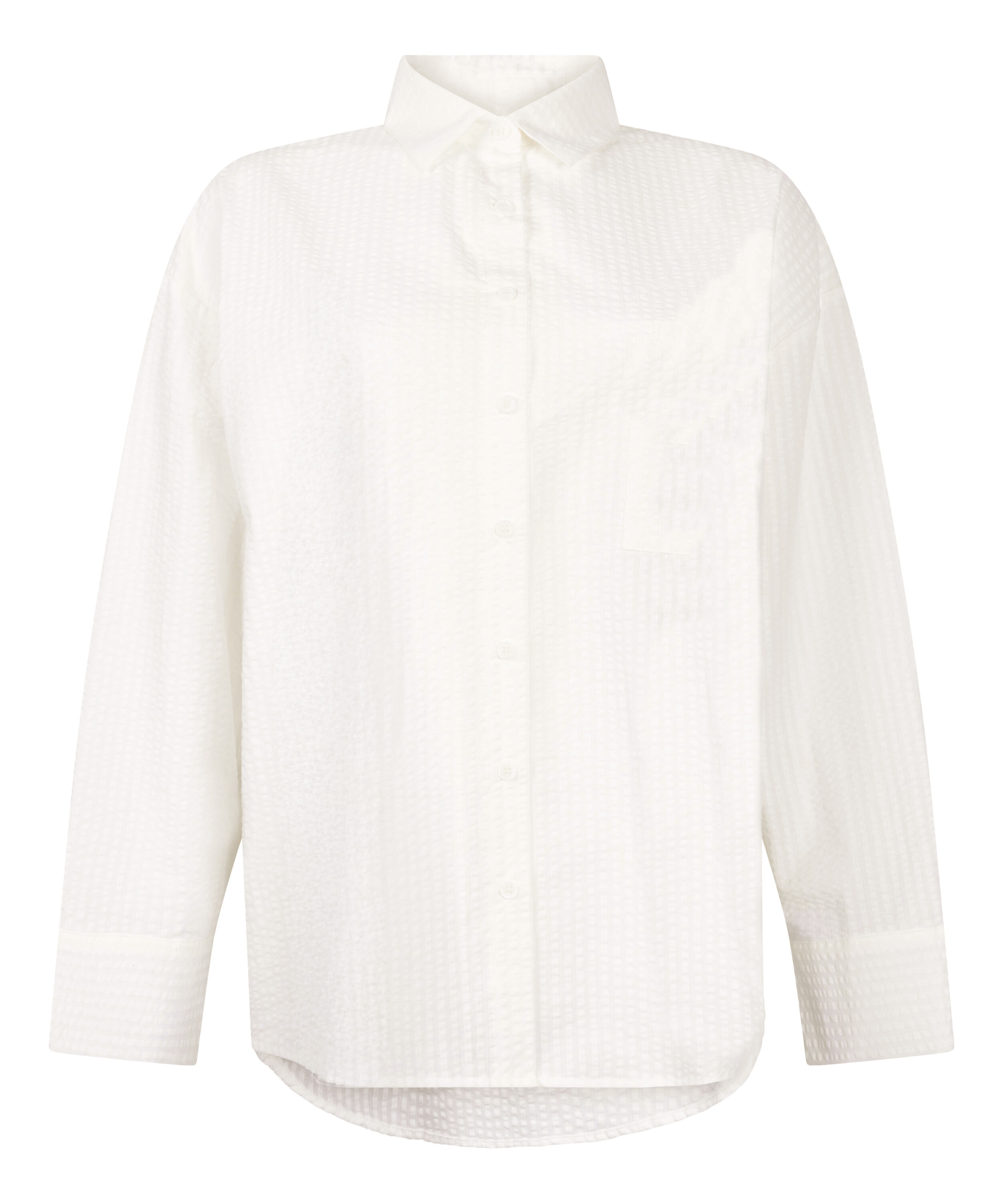 Seersucker Cotton Pyjama Top, White