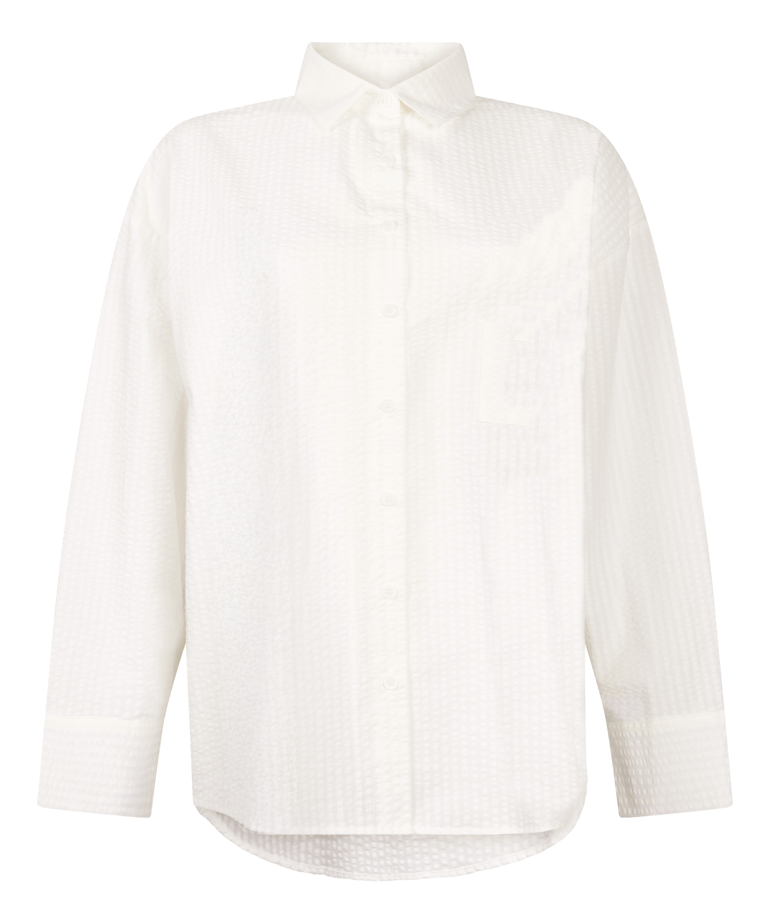 Seersucker Cotton Pyjama Top, White, main