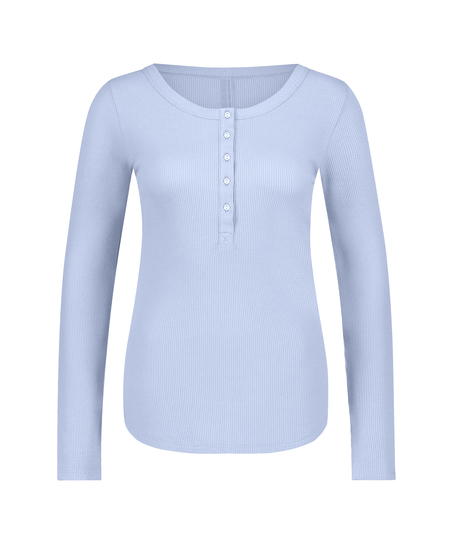 Long-Sleeved Pyjama Top, Blue