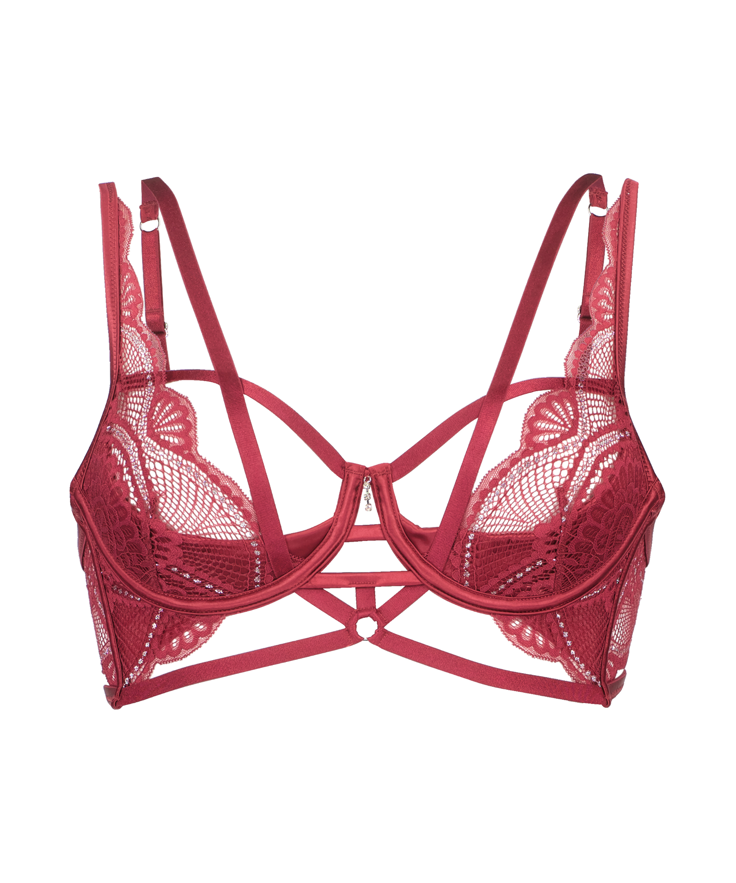 Lyra Non-Padded Longline Underwired Bra, Red, main