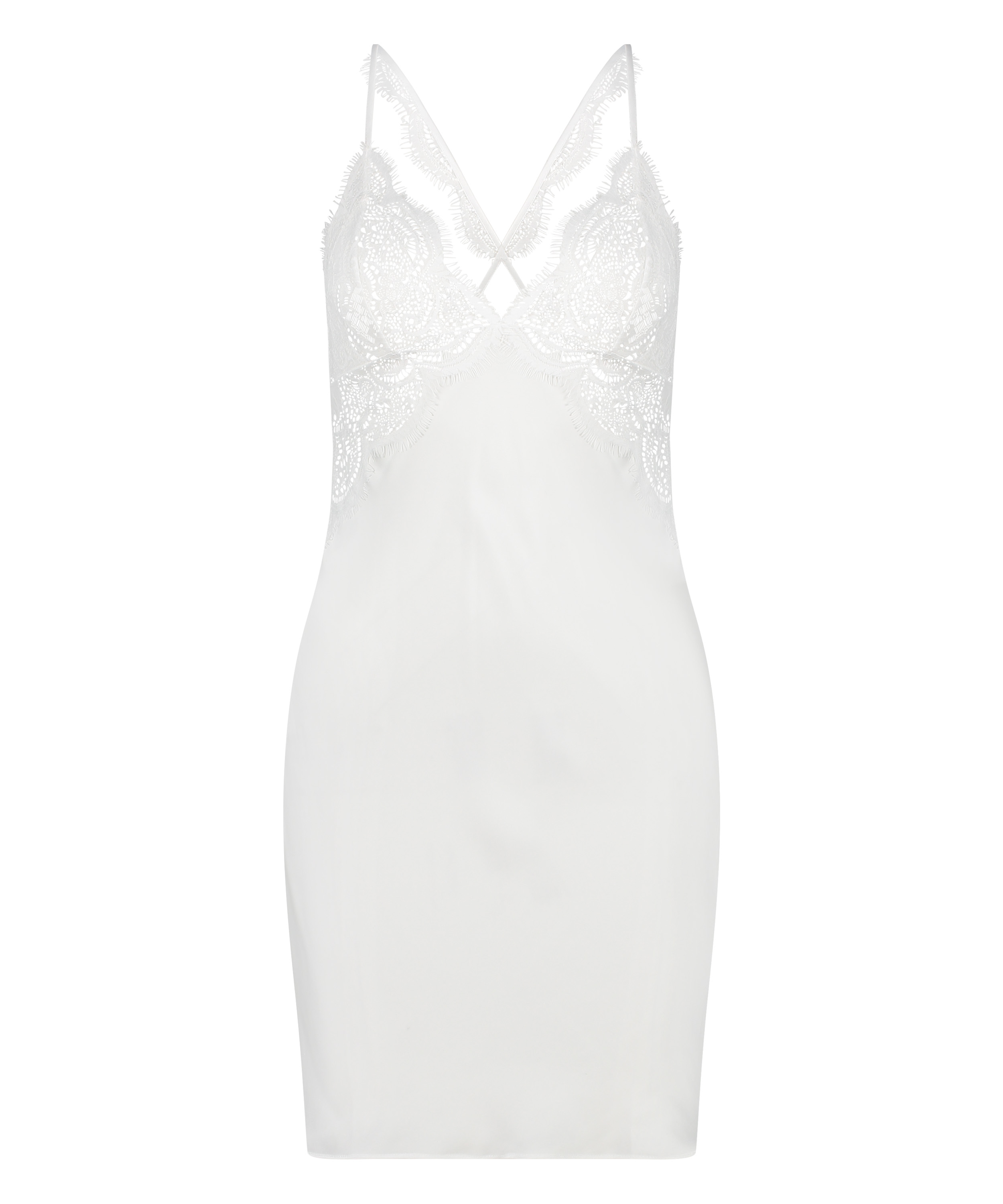Satin Slip Dress, White, main