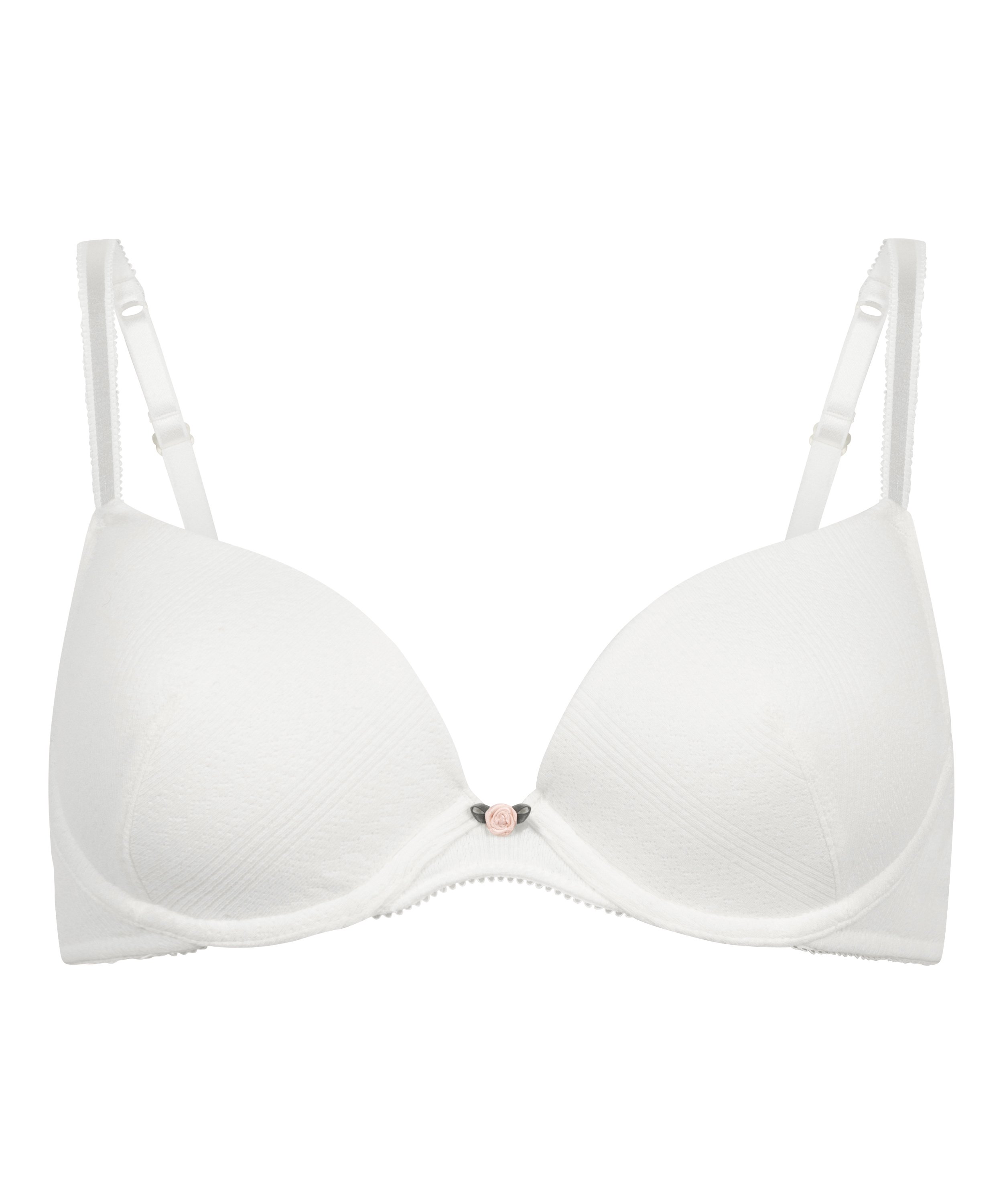 Pointelle Padded Underwired Bra, White, main