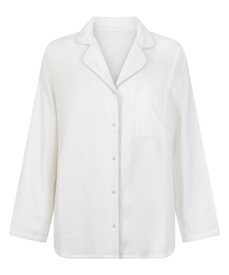 Essentials Flannel Pyjama Top, White