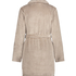 Short Fleece Ribbed Bathrobe, Beige