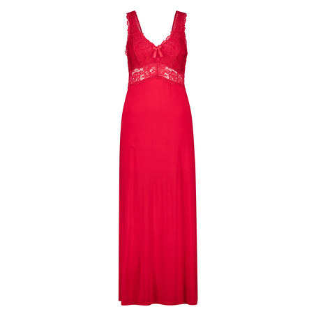 Long slip dress Modal lace, Red