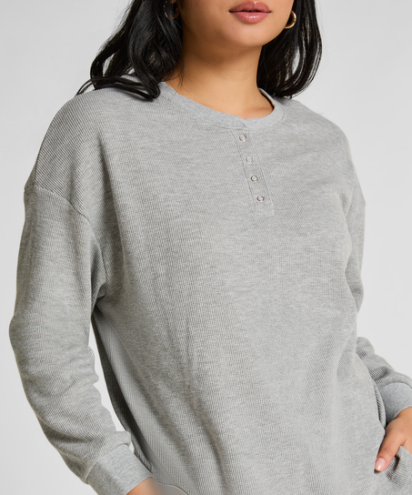 Top Waffle Henley, Grey