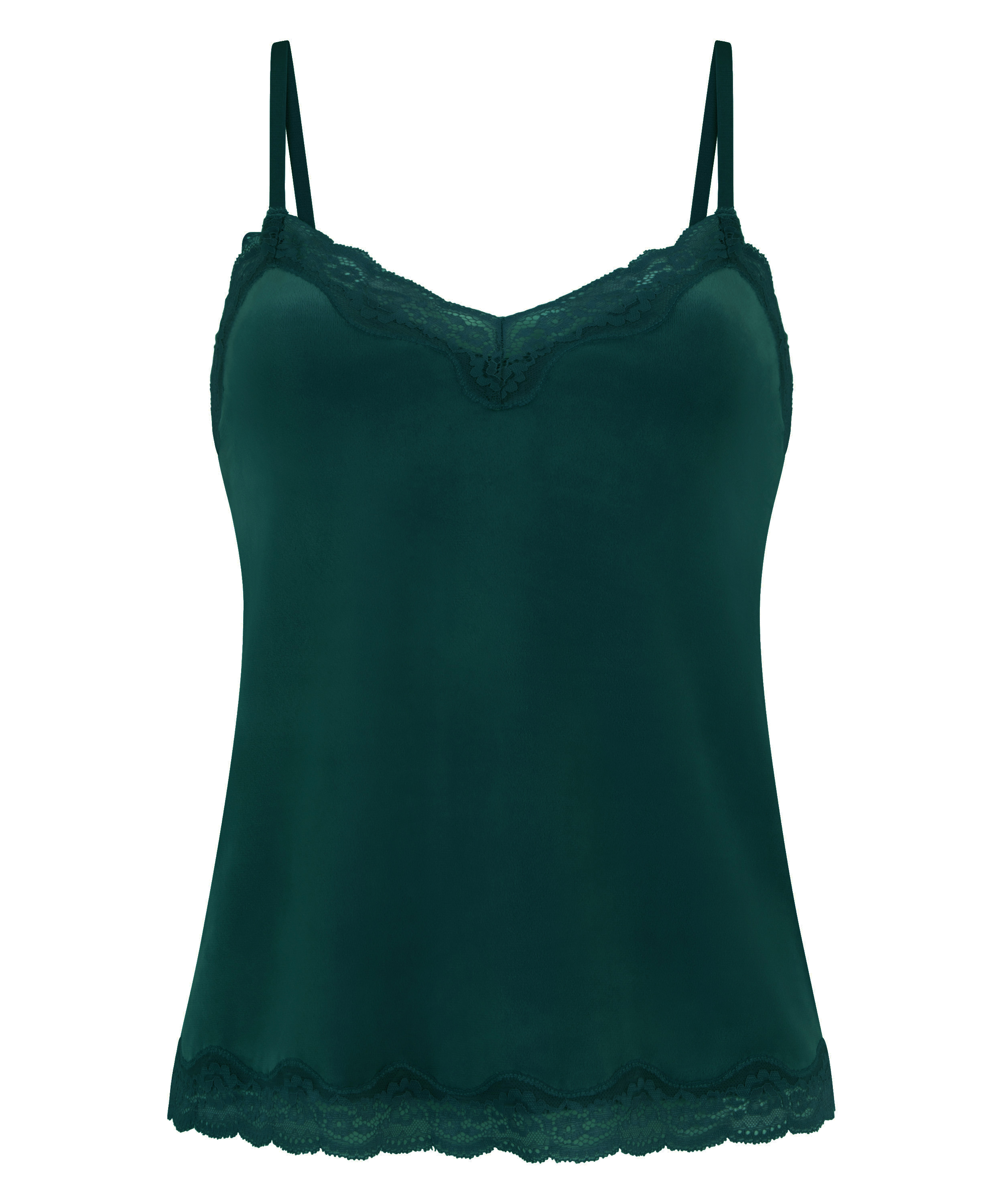 Velours Lace Cami Top, Green, main