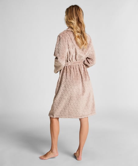 Fleece Bathrobe, Beige