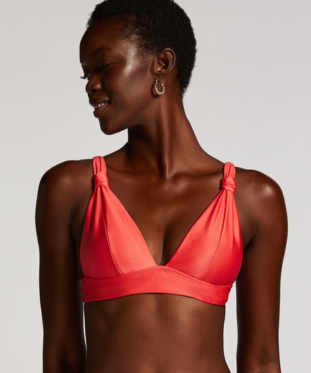 Luxe Triangle Bikini Top, Red