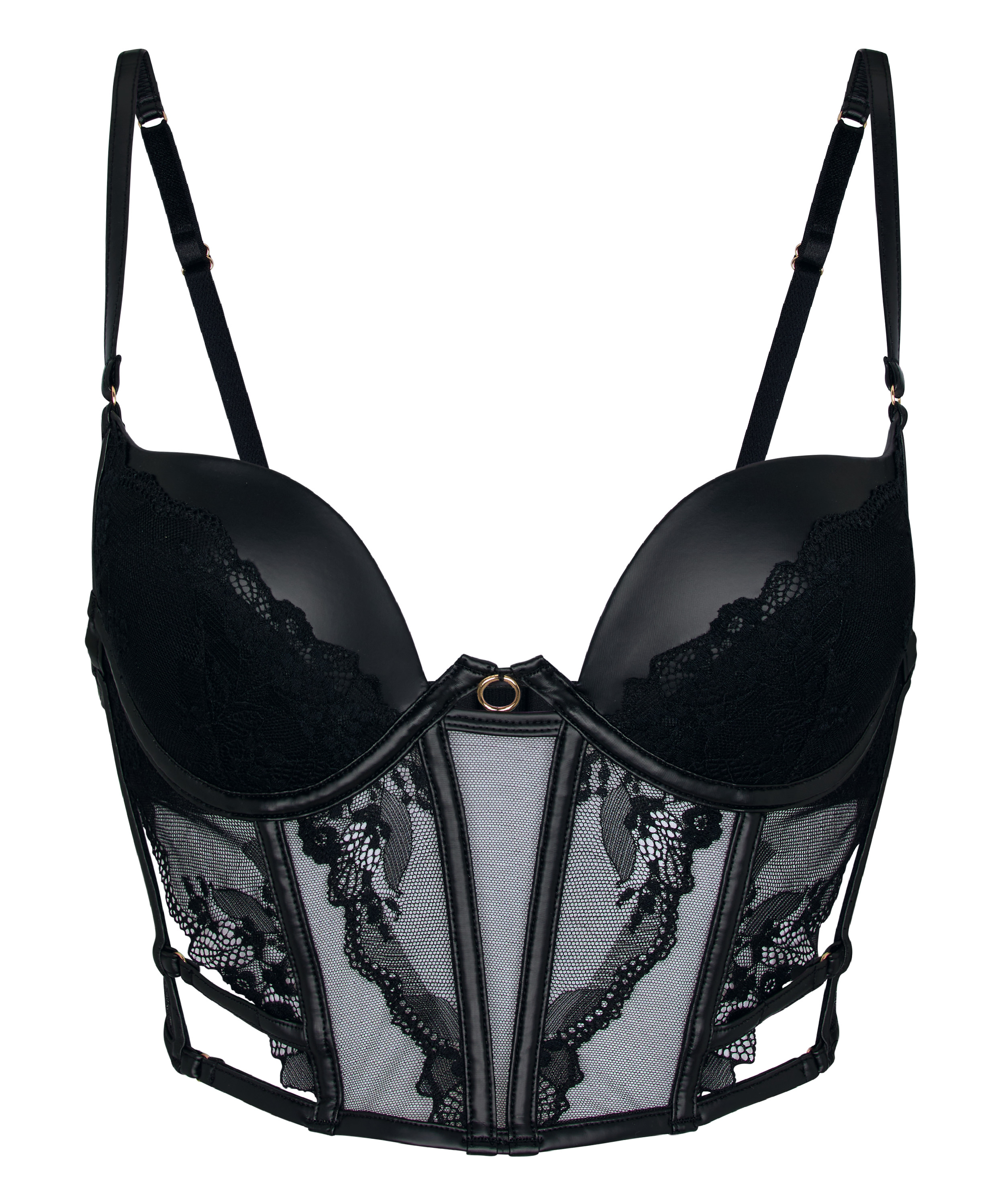 Padded Underwired Longline Bra Ilenia, Black, main