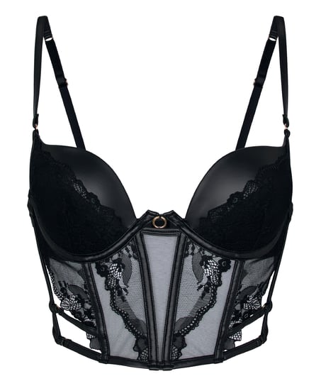 Padded Underwired Longline Bra Ilenia, Black