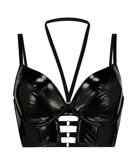 Seductress Padded Longline Underwired Bra, Black