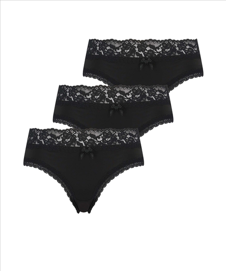 3-pack Dakota Brazilian Shorts, Black