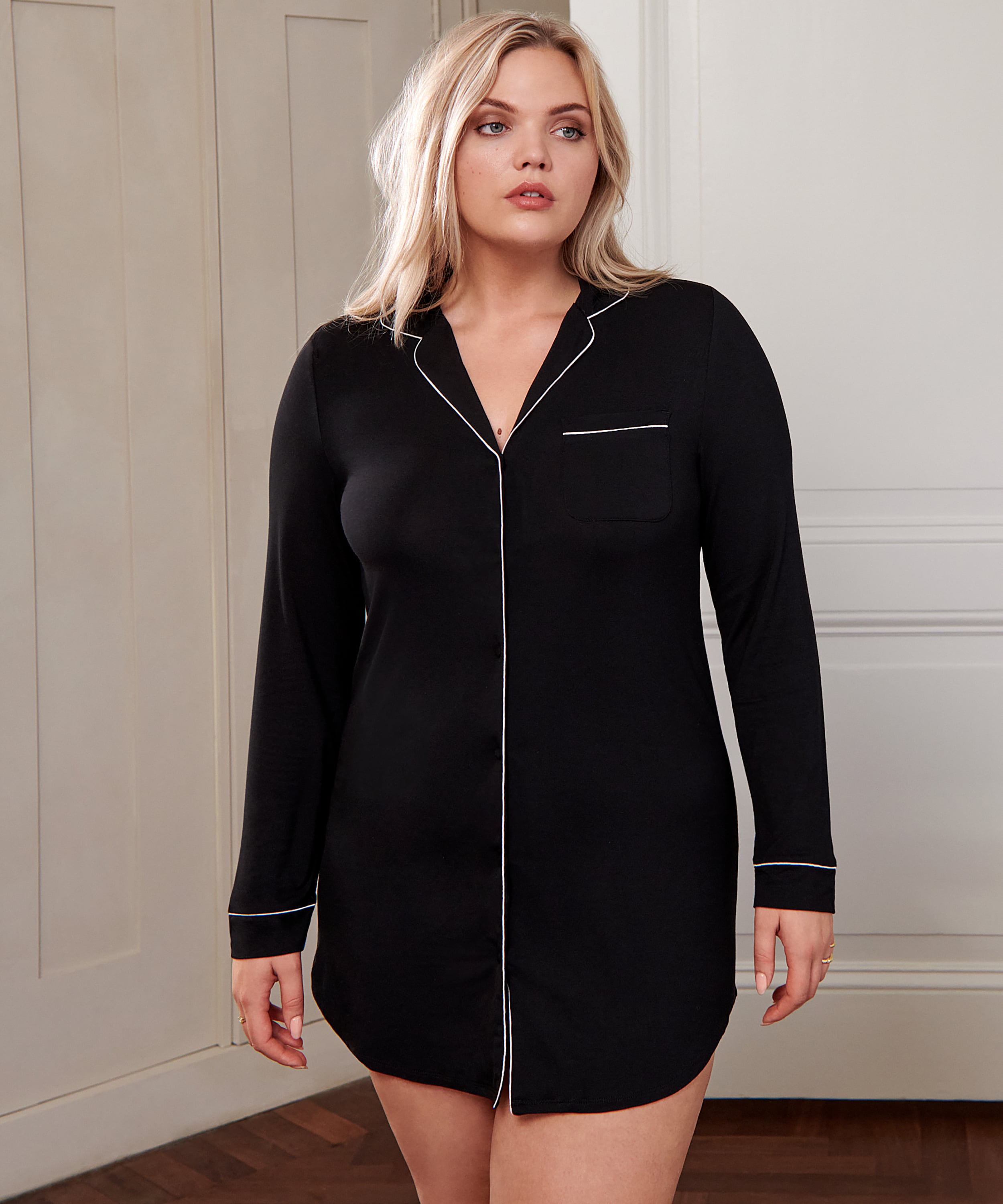 Essential Jersey Shirtdress, Black, main