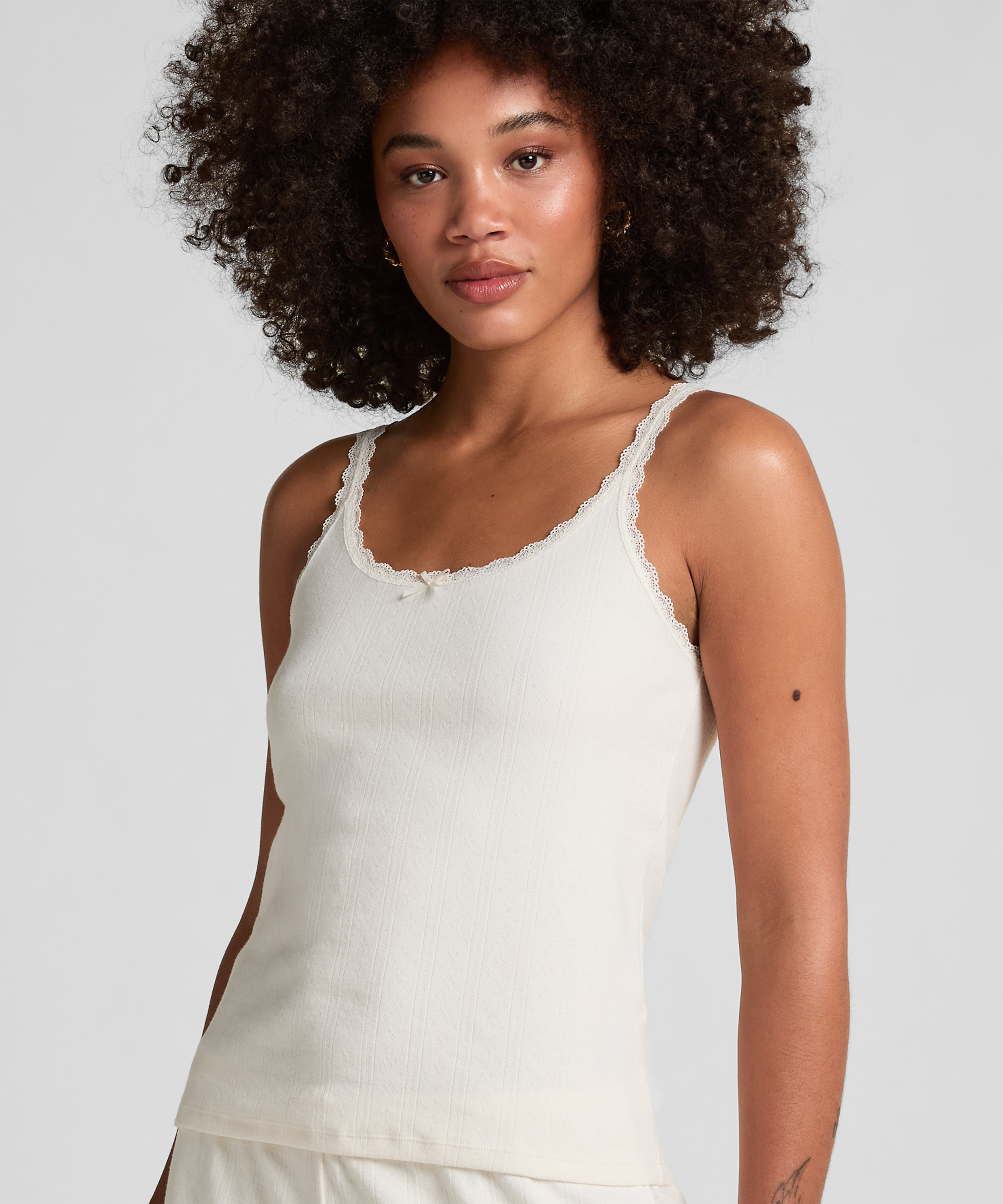 Pointelle Singlet, White, main
