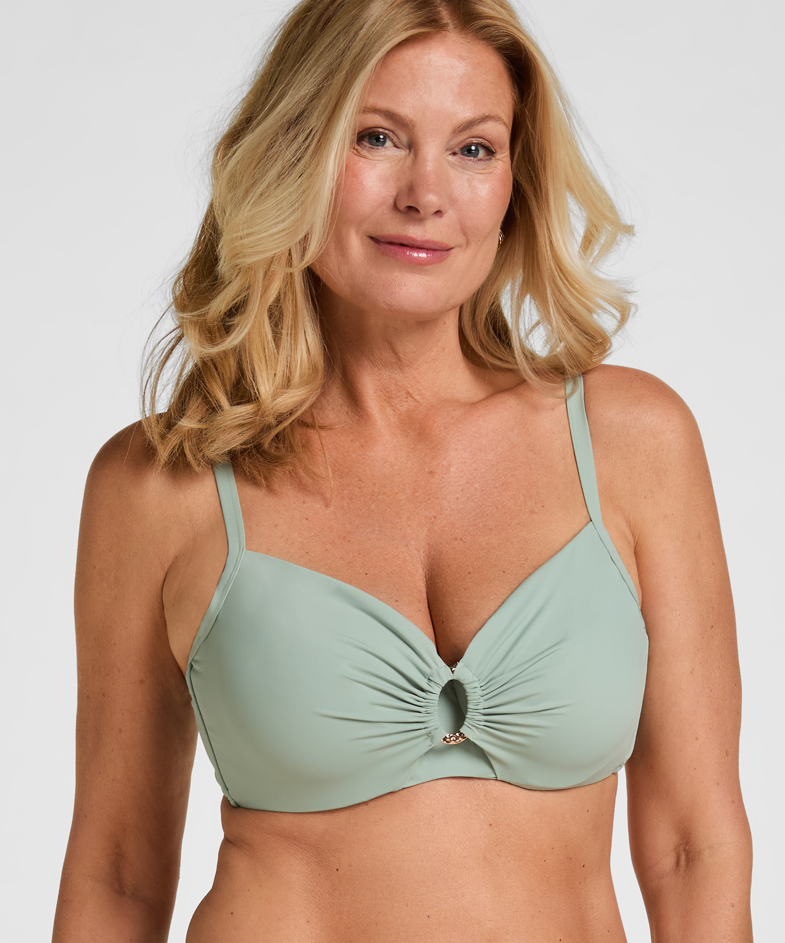 Luxe Non-Padded Underwired Bikini Top, Green, main