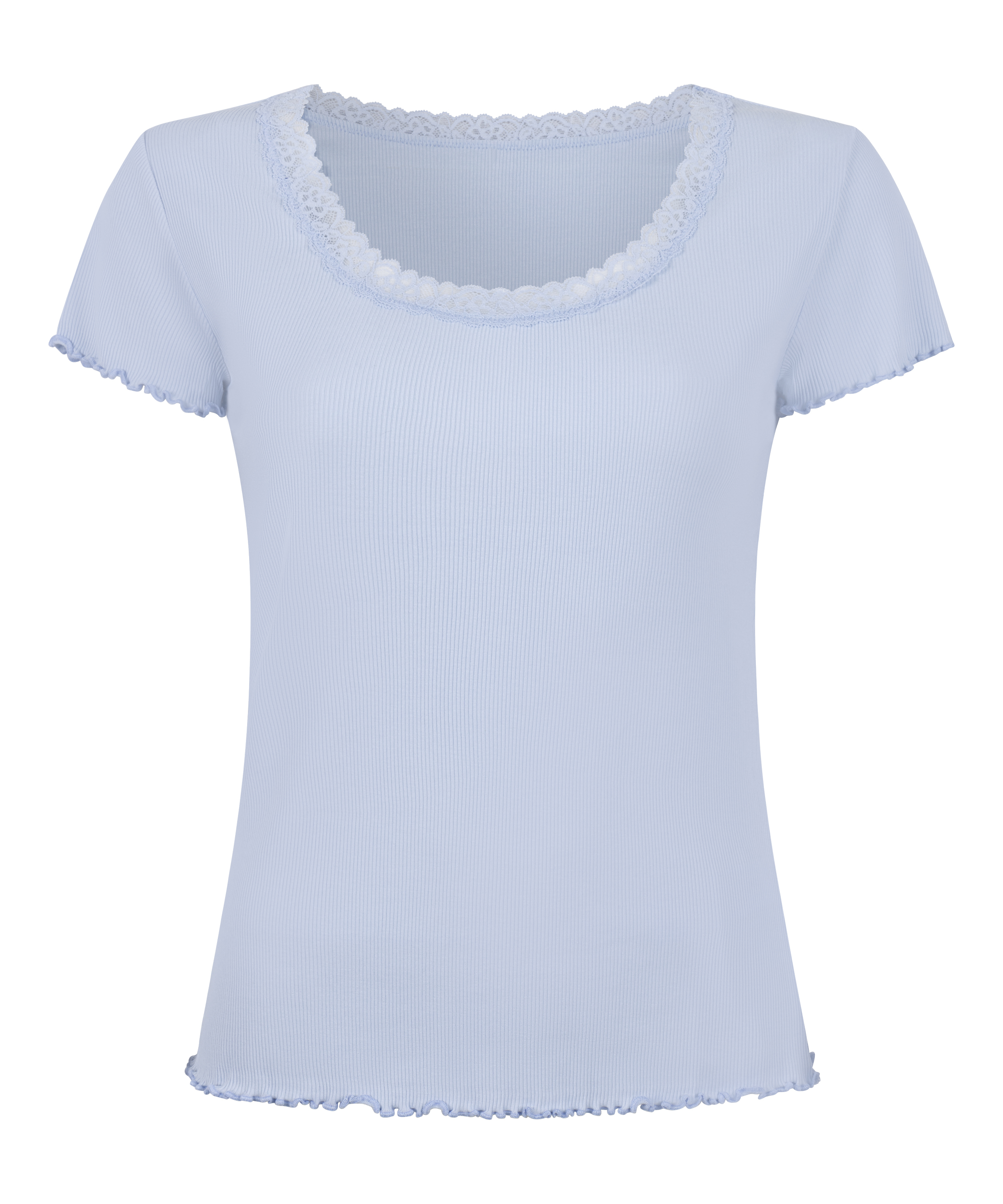 Pyjama Top Jersey Rib, Blue, main