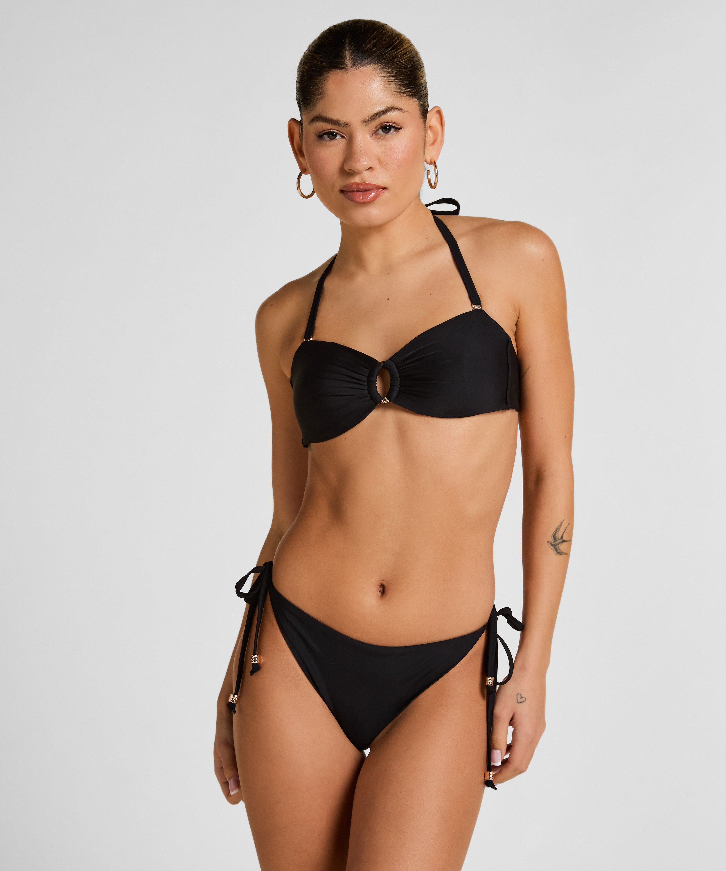 Luxe Bandeau Bikini Top, Black, main