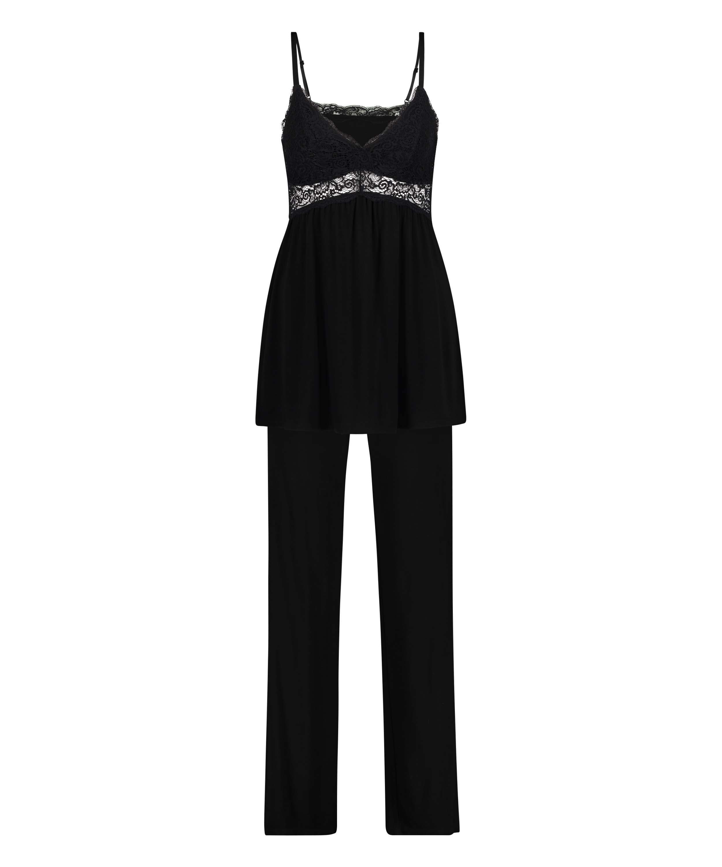 Vera Lace Pyjama Set, Black, main