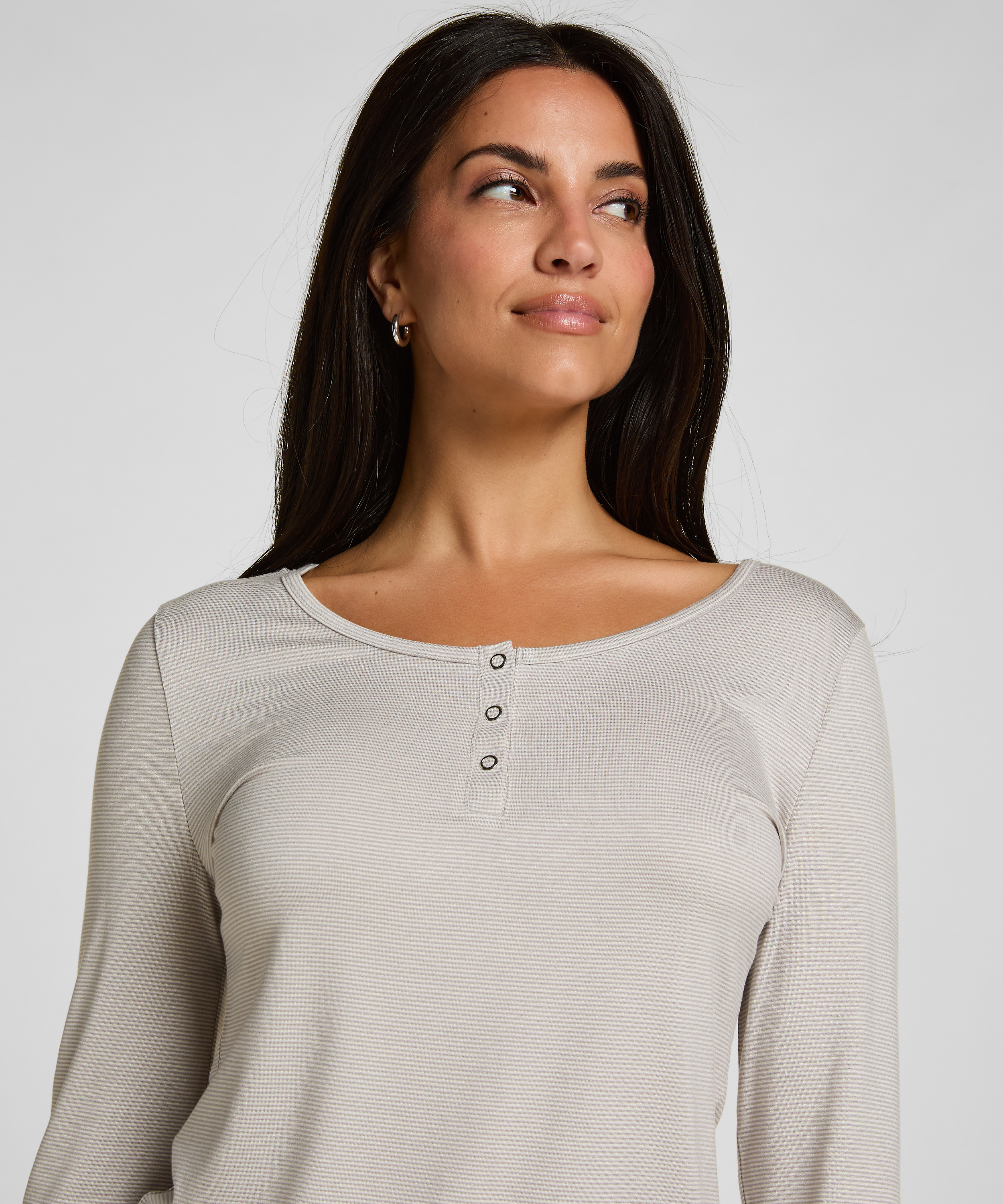 Pyjama Top Thin Stripe, Gray, main