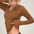 super soft Lace V-Neck shirt with Cashmere, Brown