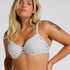 Padded Underwired Bikini Top Stripes, White