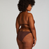 Scallop Lurex Cheeky Tanga Bikini Bottoms, Brown