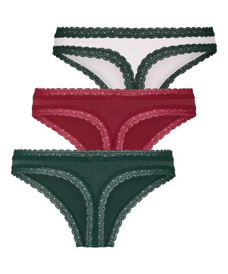 Multipack Cotton Thong, Green
