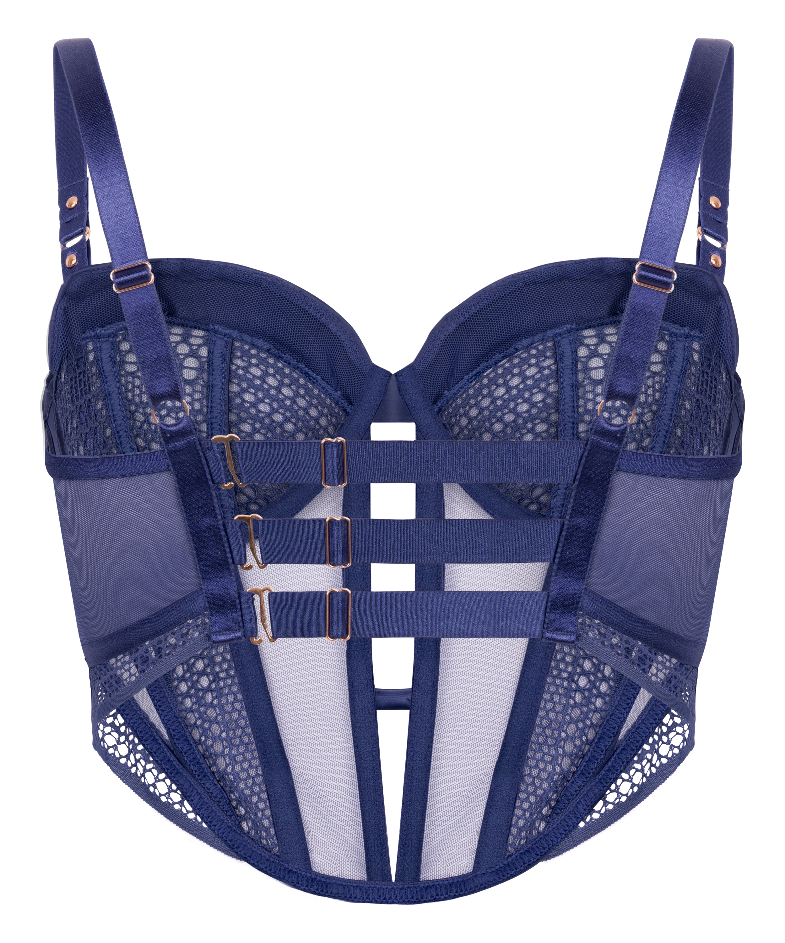 Missy Non-Padded Underwired Longline Bra, Blue, main