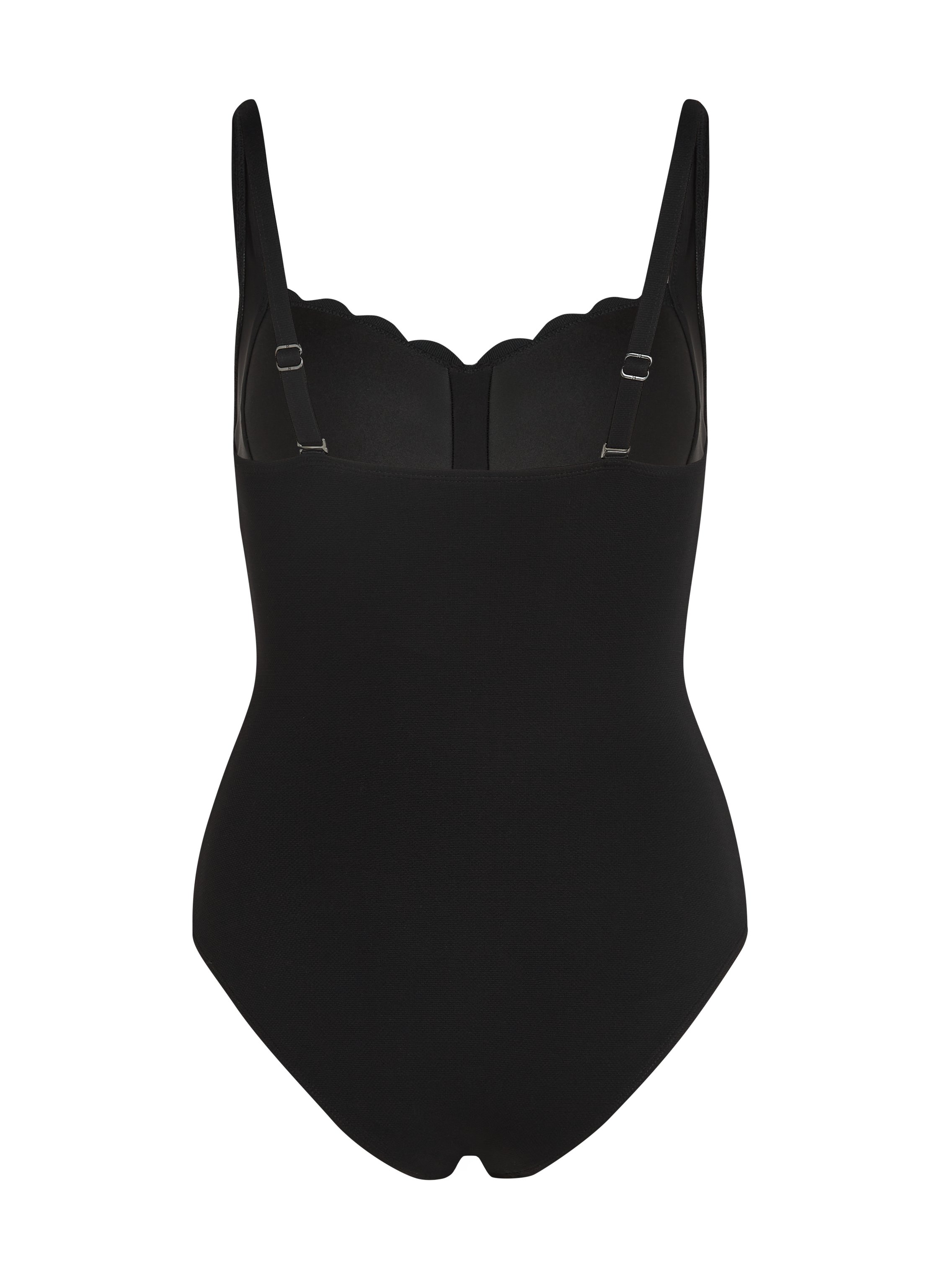 Shaping Scallop Swimsuit, Black, main