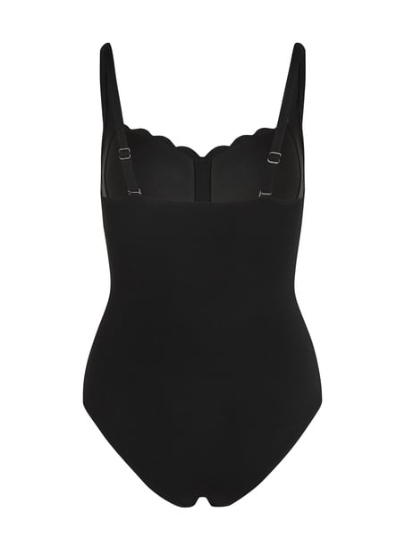 Shaping Scallop Swimsuit, Black