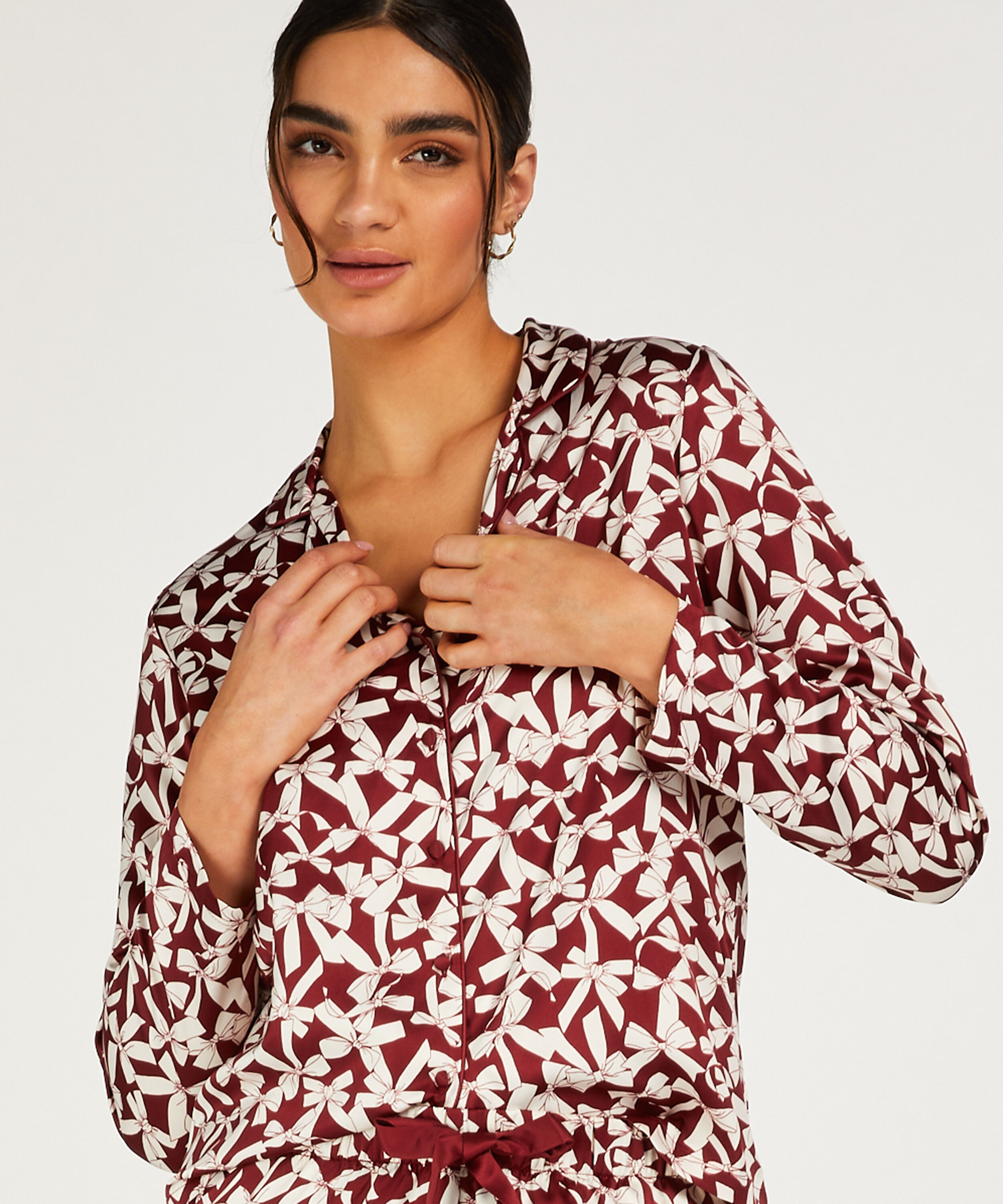 Satin Long-Sleeved Jacket, Red