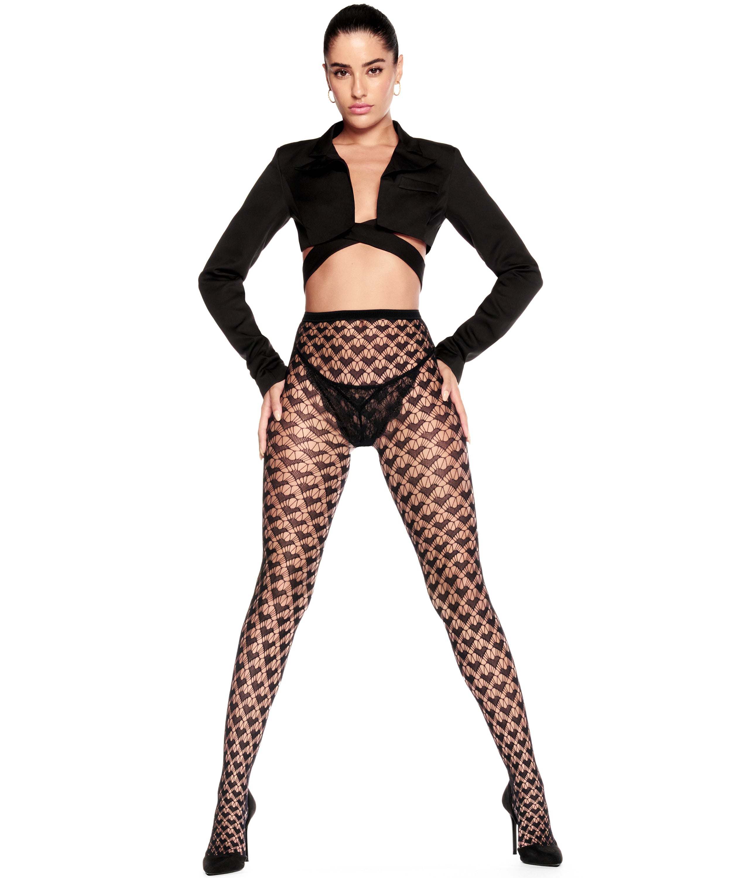 Tights Fishnet Hearts, Black, main