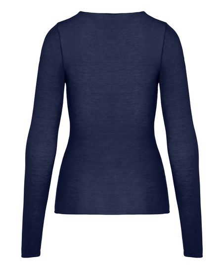 super soft Lace V-Neck shirt with Cashmere, Blue