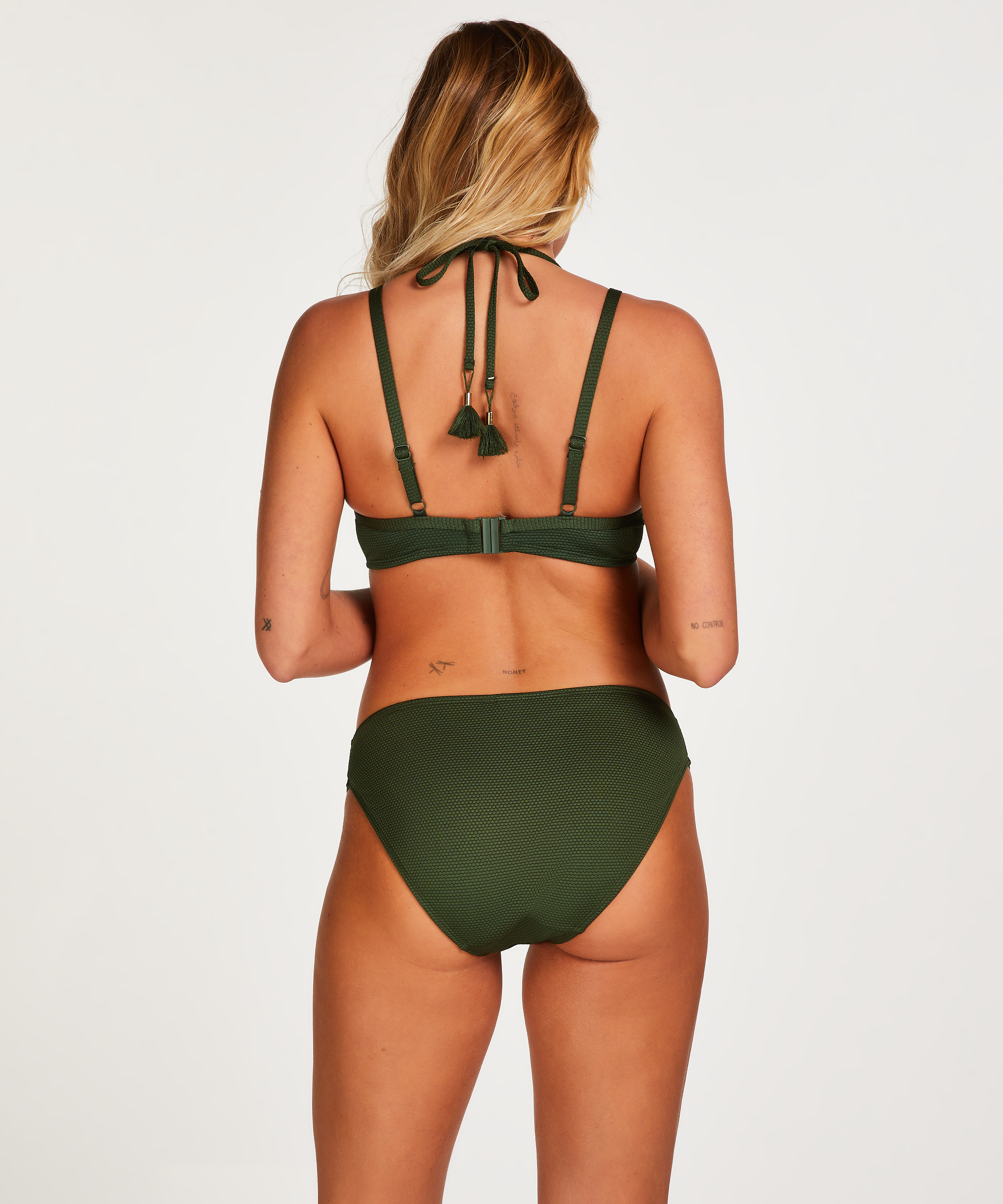 Scallop Padded Underwired Bikini Top, Green, main