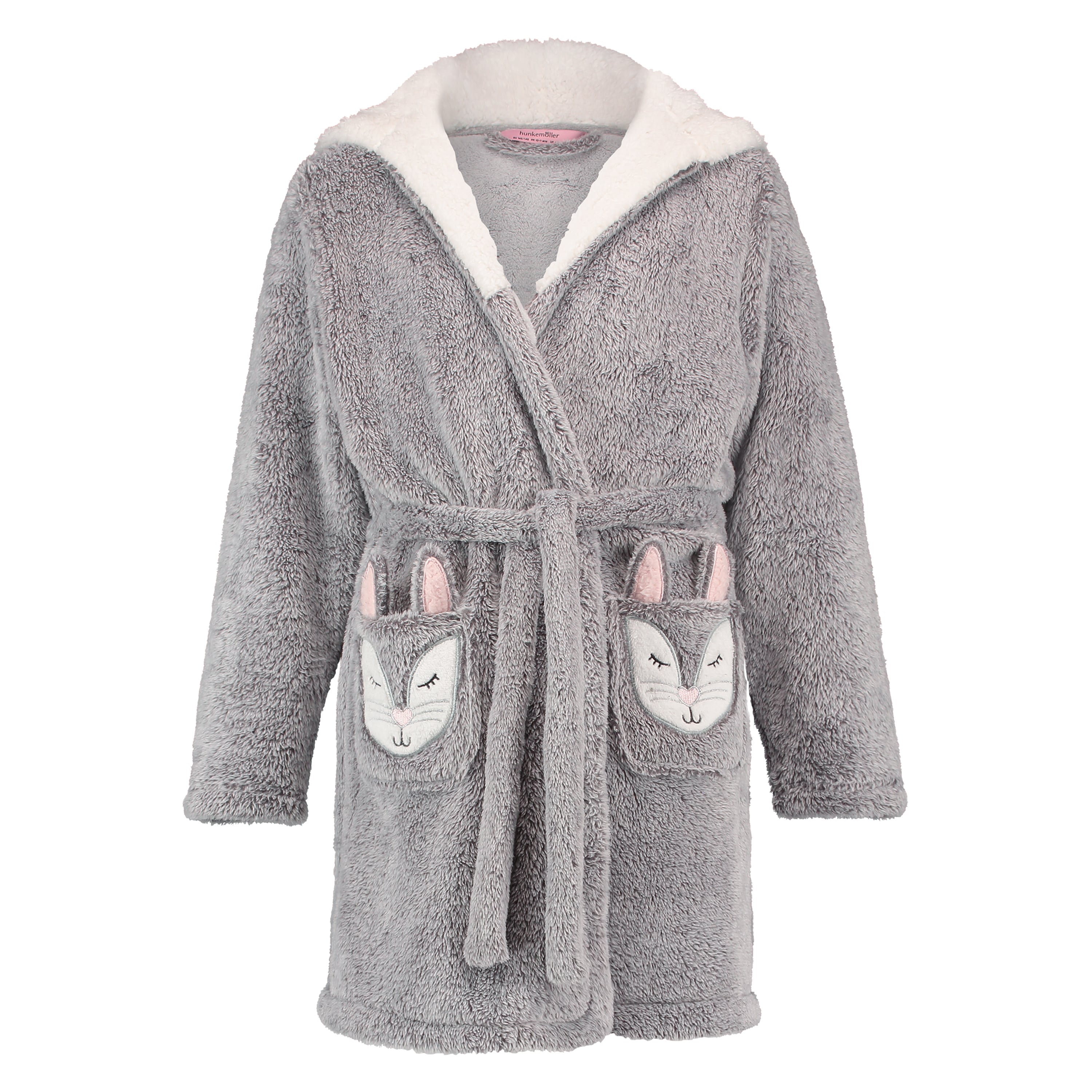 Teens Fleece Bathrobe, Gray, main