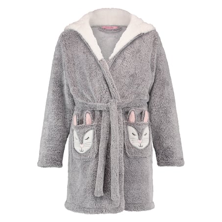 Teens Fleece Bathrobe, Gray