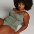 Shaping Scallop Swimsuit, Green