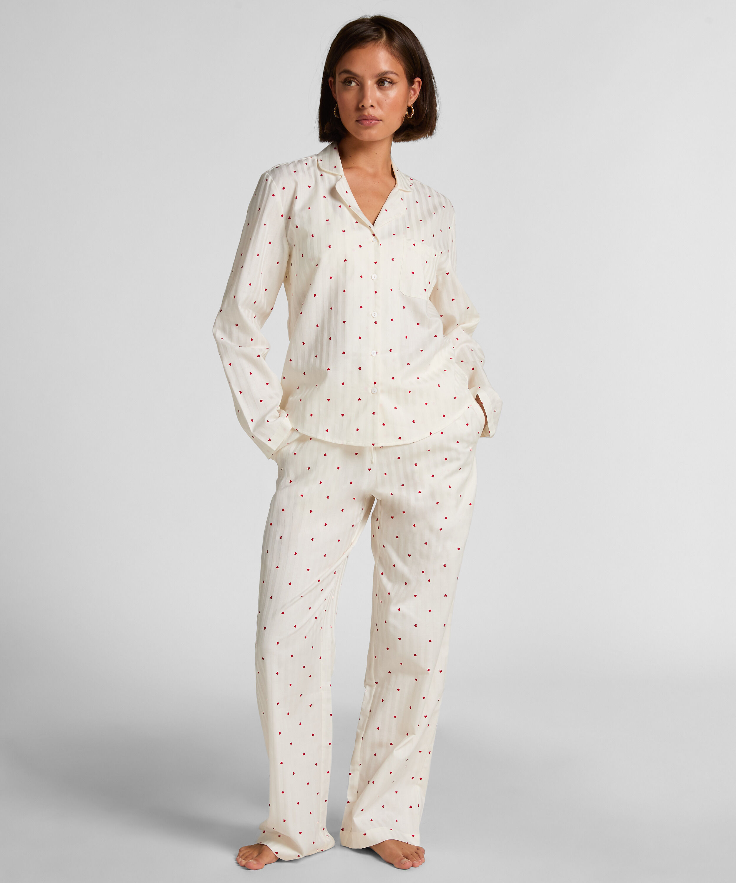 Pyjama Set Cotton Hearts, White