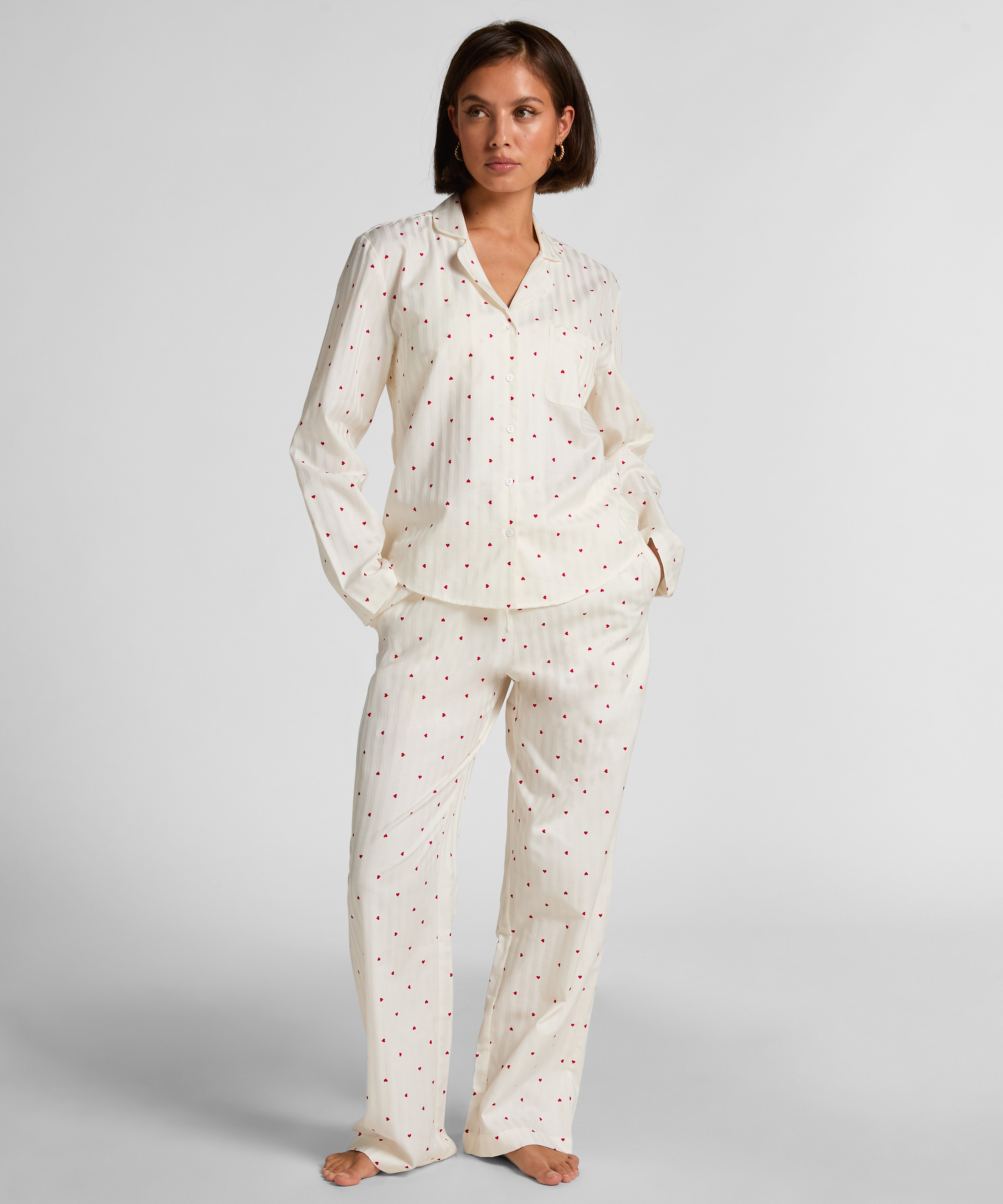 Pyjama Set Cotton Hearts, White, main