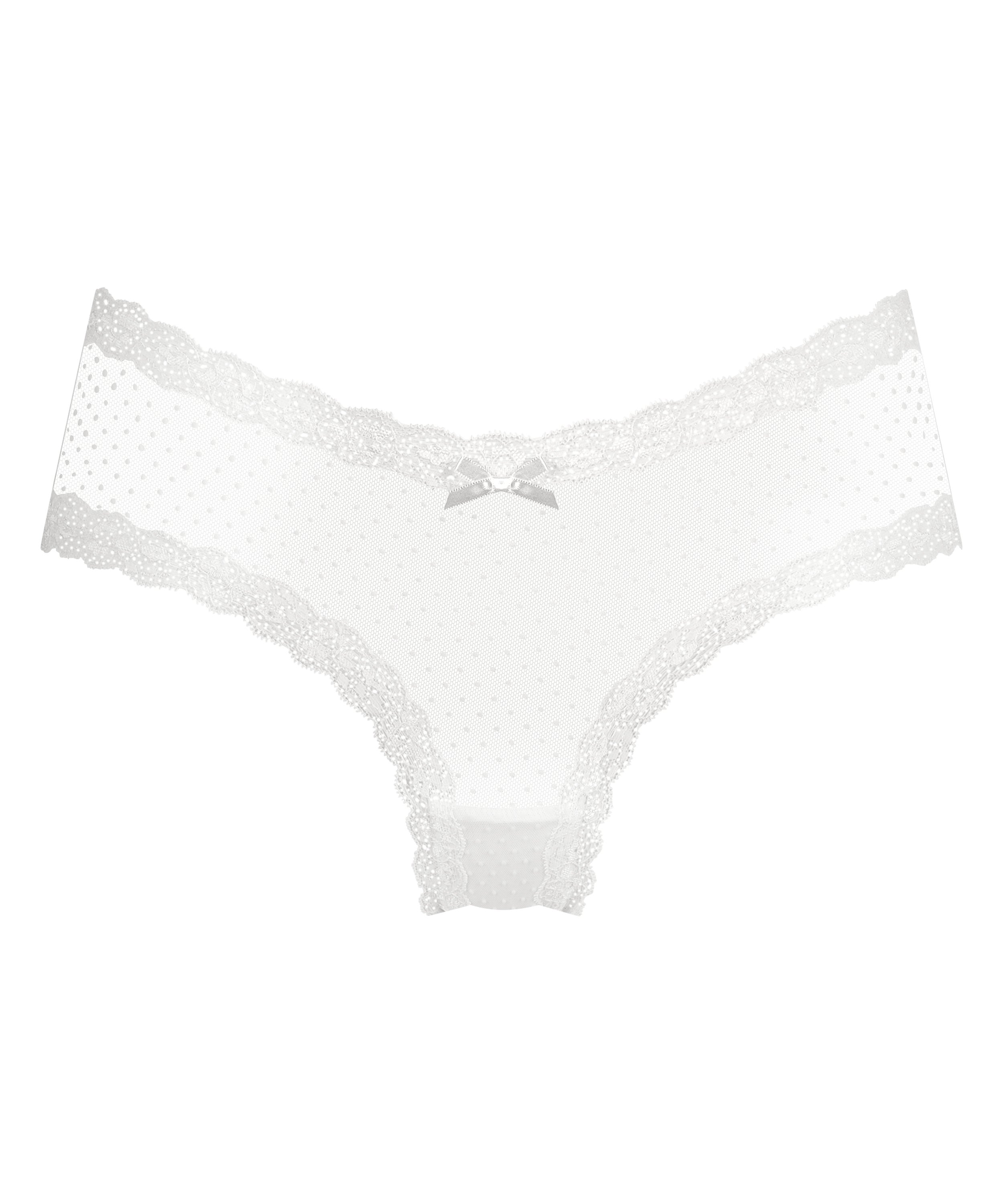 V-shaped Brazilian knickers mesh, White, main