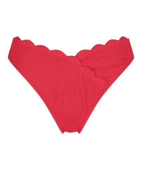 Scallop High-Leg Bikini Bottoms, Pink