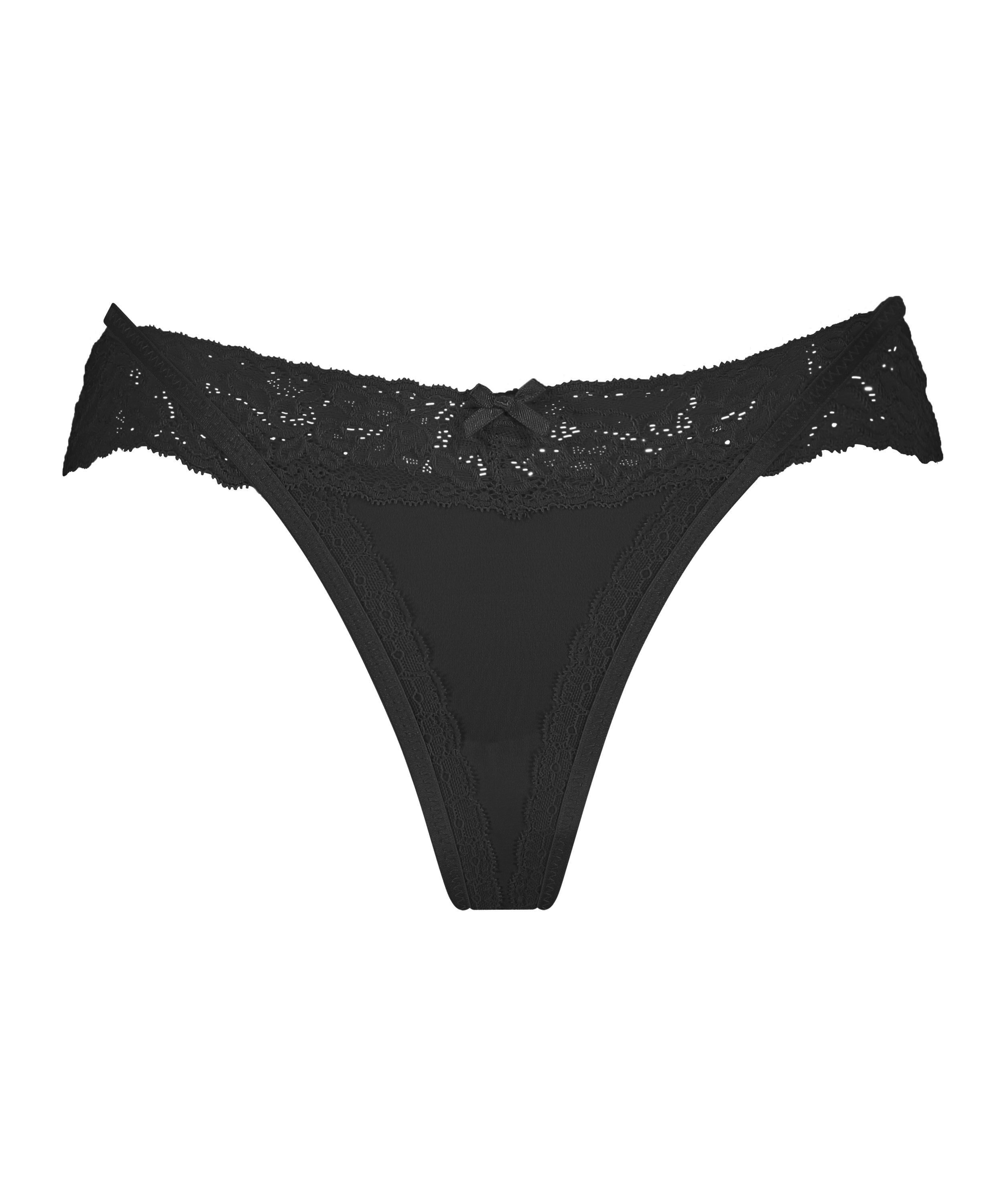 Elliena Extra Low V Thong, Black, main