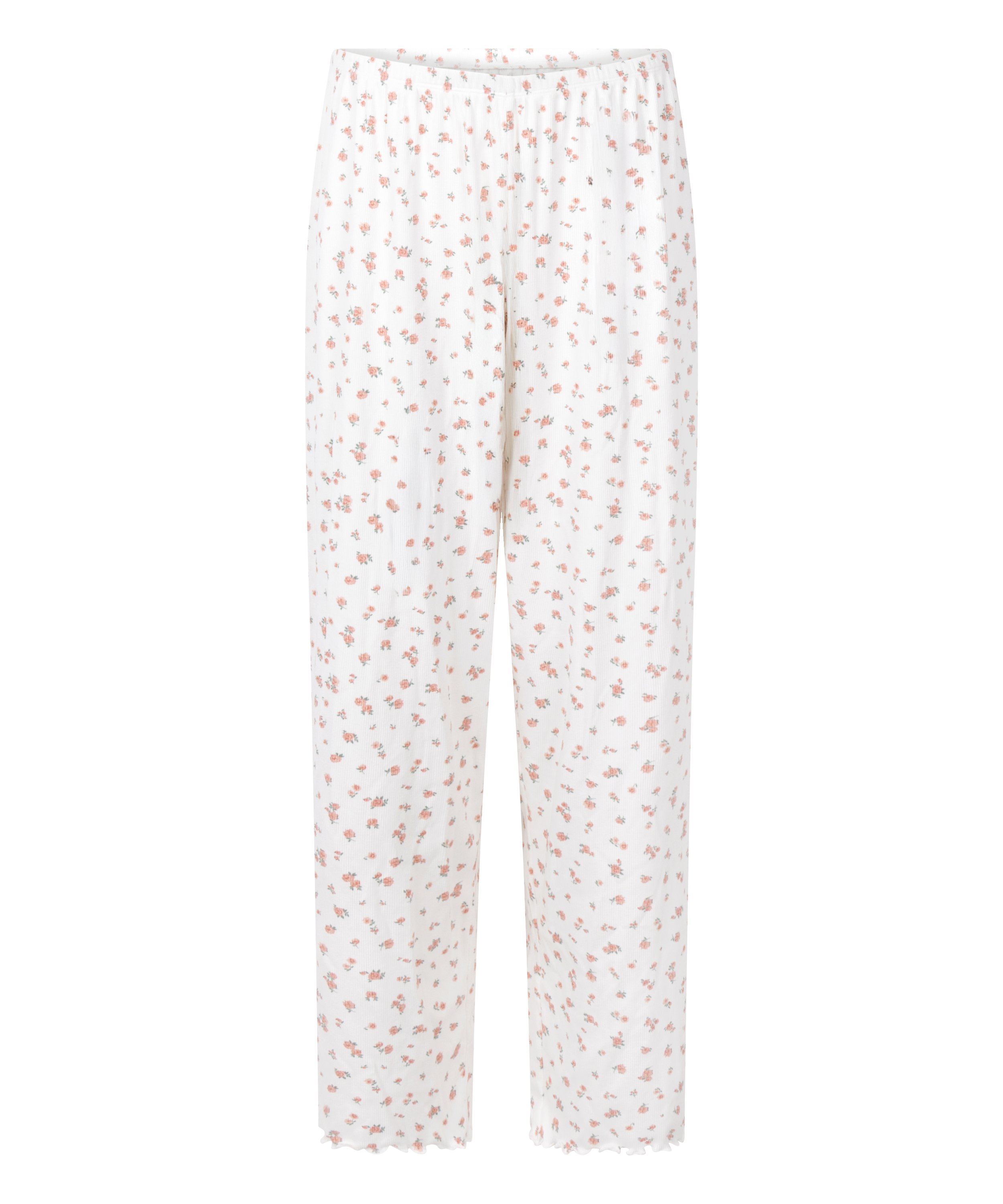 Ribbed Pyjama Pants, White, main