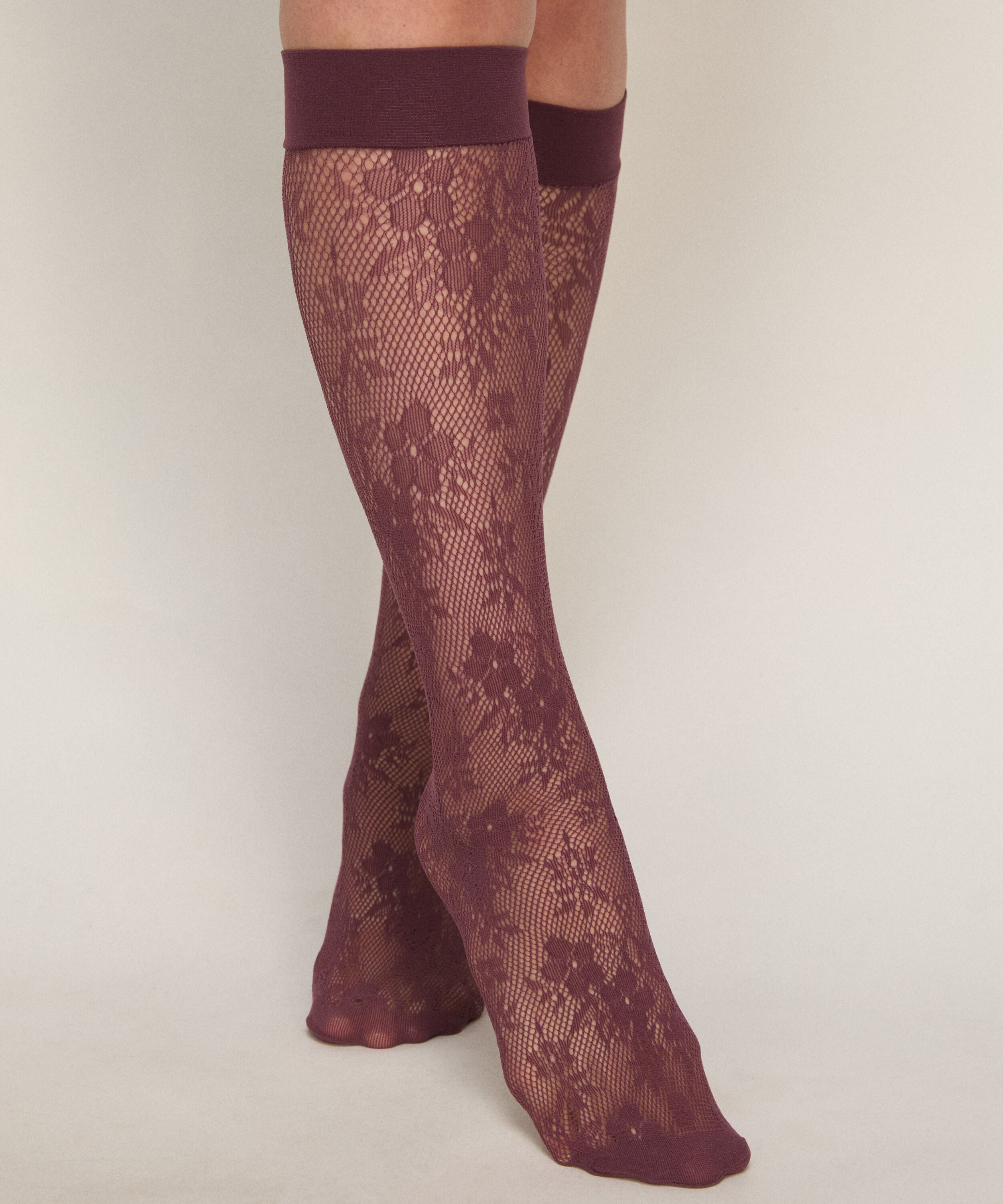Sheer Socks Lace Fishnet, Purple